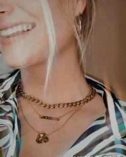 Finaste Graveerbare Bar Ketting Goud Kleurig Best