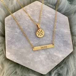 Finaste Graveerbare Bar Ketting Goud Kleurig Best