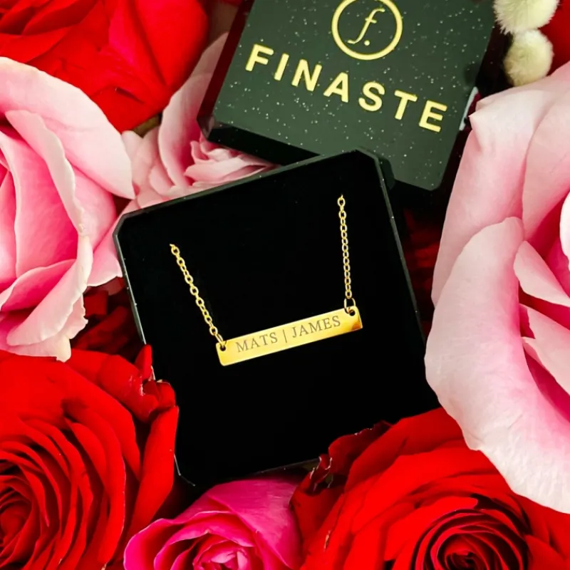 Finaste Graveerbare Bar Ketting Goud Kleurig Best
