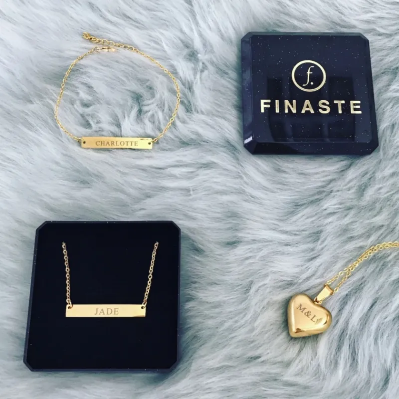 Finaste Graveerbare Bar Ketting Goud Kleurig Best