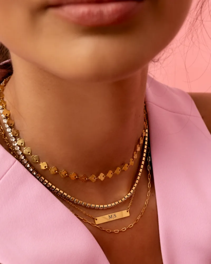 Finaste Graveerbare Bar Ketting Goud Kleurig Best