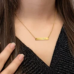 Finaste Graveerbare bar ketting met sierletters goud kleurig Online
