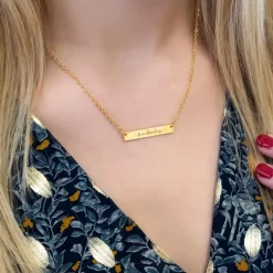 Finaste Graveerbare bar ketting met sierletters goud kleurig Online
