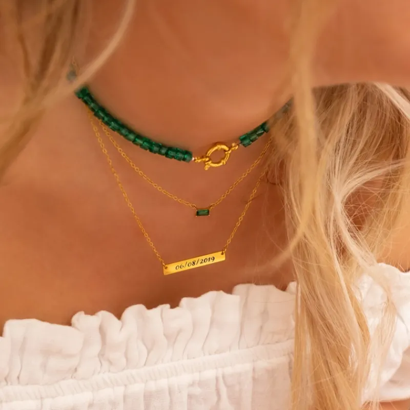 Finaste Graveerbare bar ketting met sierletters goud kleurig Online