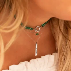 Finaste Graveerbare bar ketting met steentje New
