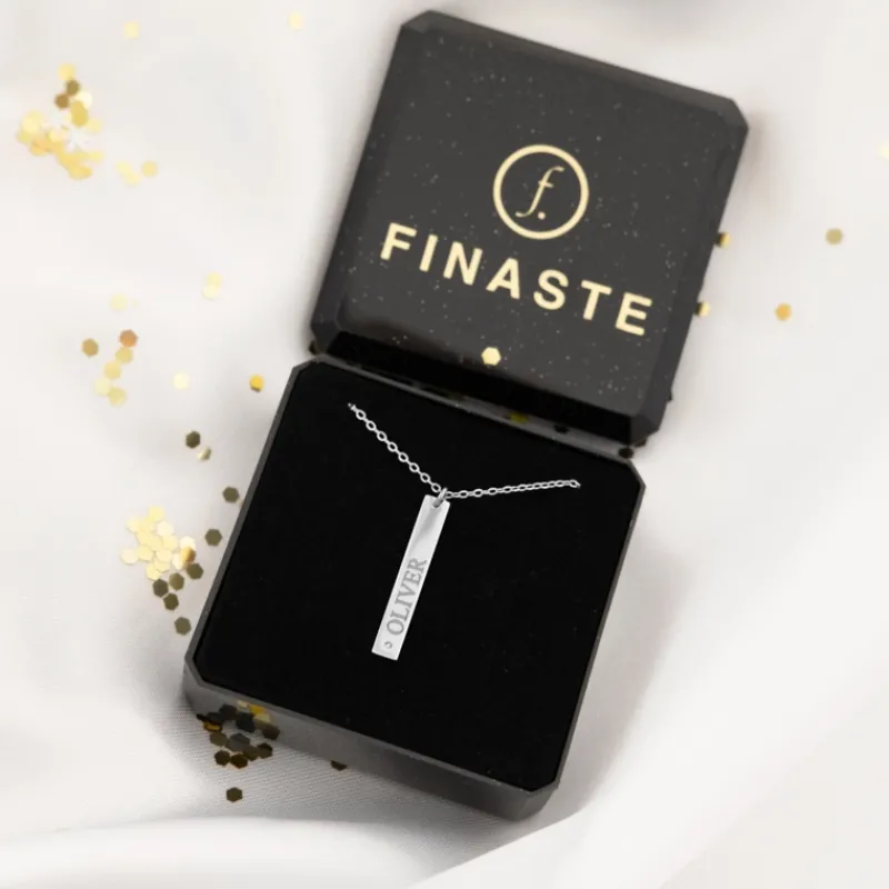 Finaste Graveerbare bar ketting met steentje New