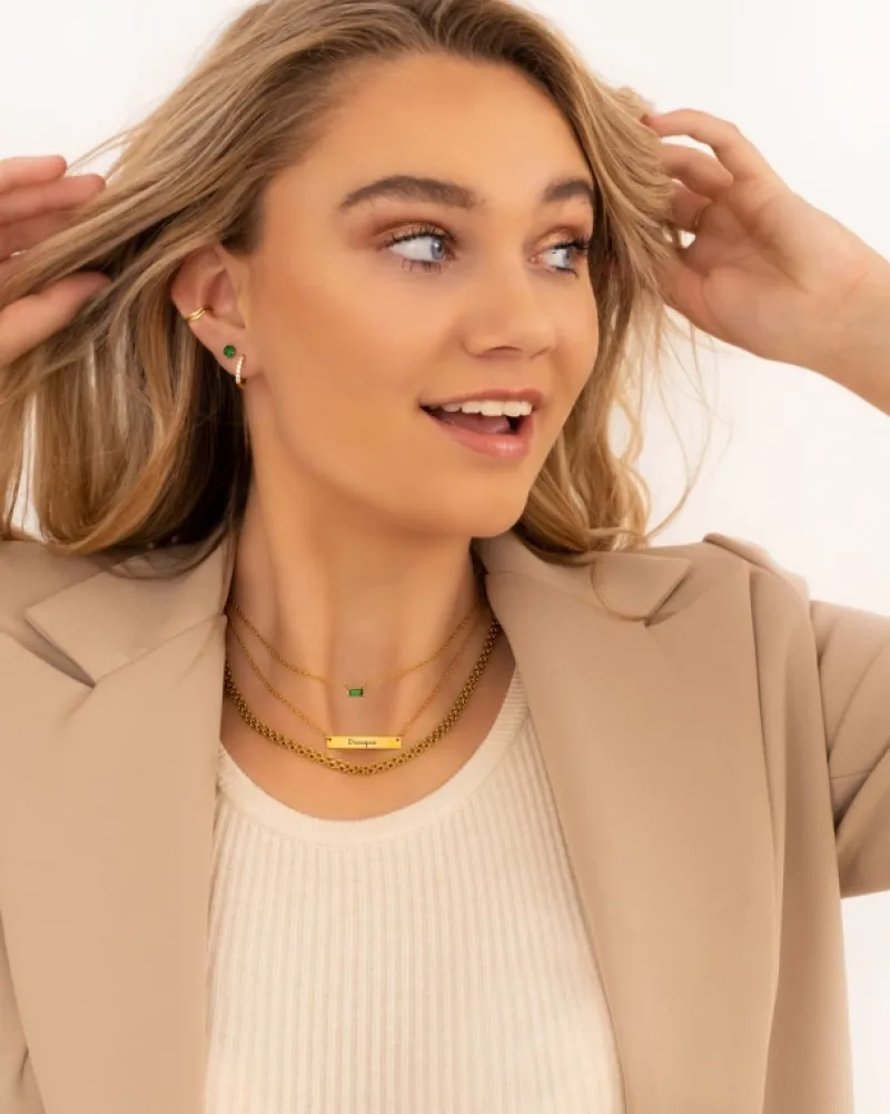 Finaste Graveerbare bar ketting met sierletters goud kleurig Online