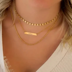 Finaste Graveerbare bar ketting met sierletters goud kleurig Online