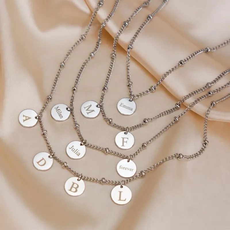 Finaste Graveerbare coin ketting Fashion