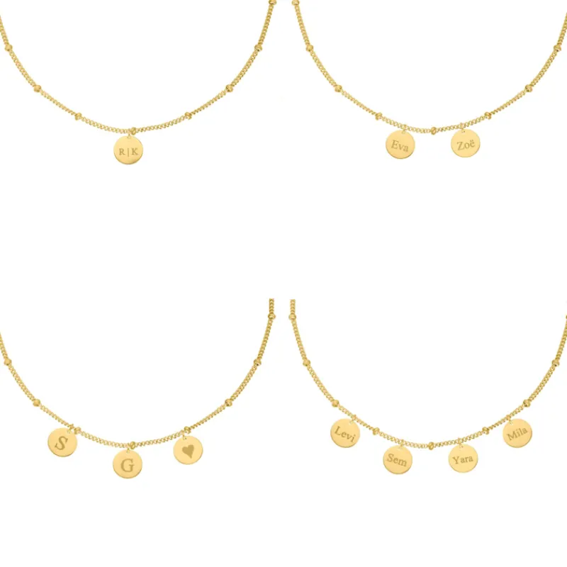 Finaste Graveerbare coin ketting goudkleurig Online