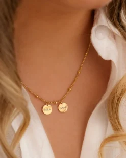 Finaste Graveerbare coin ketting goudkleurig Online