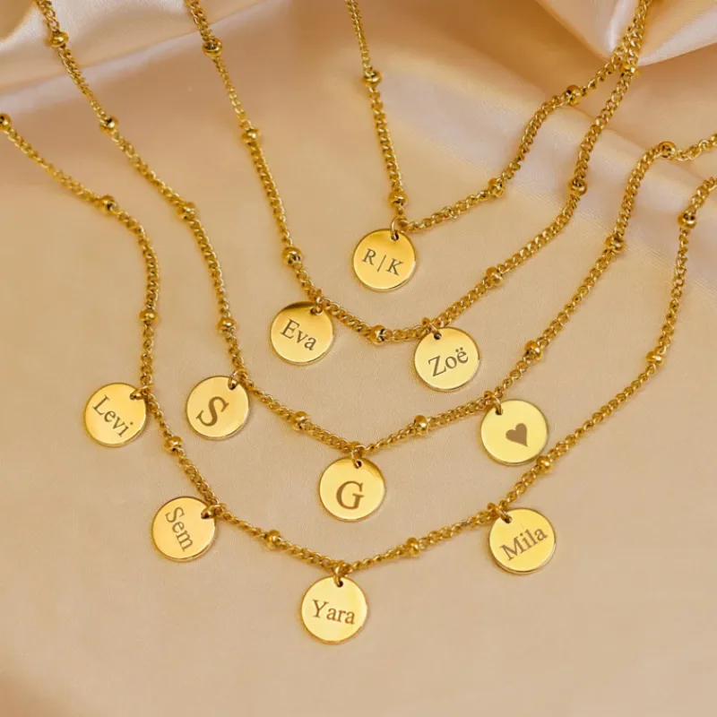 Finaste Graveerbare coin ketting goudkleurig Online
