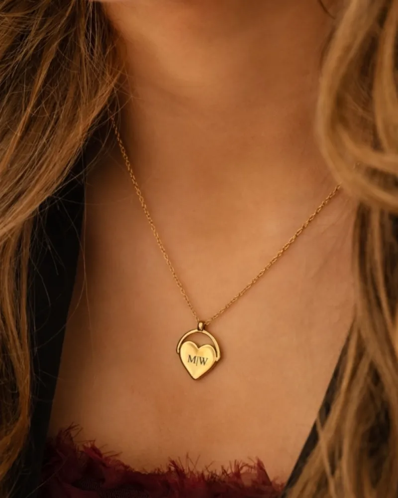 Finaste Graveerbare hartjes ketting ariana goudkleurig Sale
