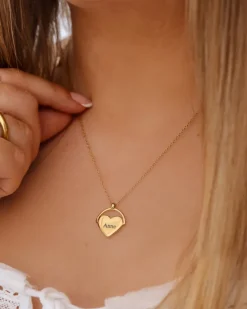 Finaste Graveerbare hartjes ketting ariana goudkleurig Sale