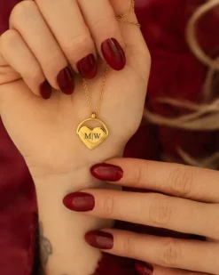Finaste Graveerbare hartjes ketting ariana goudkleurig Sale