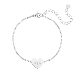 Finaste Graveerbare heart armband met steentje Clearance
