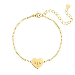 Finaste Graveerbare heart armband met steentje goudkleurig Online