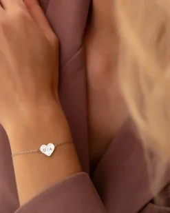 Finaste Graveerbare heart armband met steentje Clearance