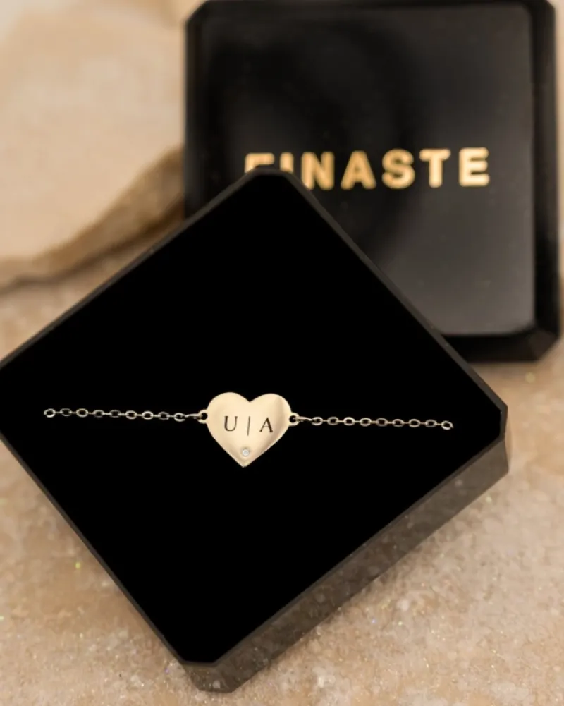 Finaste Graveerbare heart armband met steentje Clearance