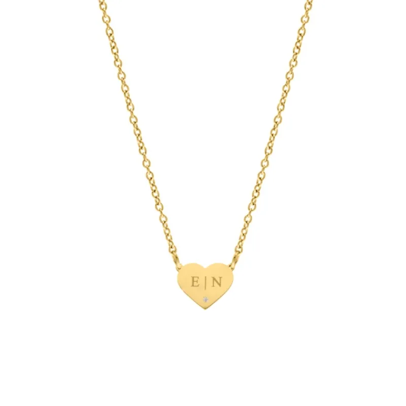 Finaste Graveerbare heart ketting met steentje goudkleurig Online