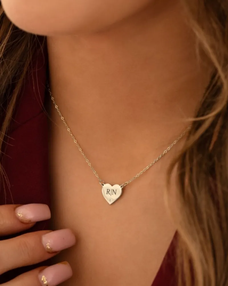 Finaste Graveerbare heart ketting met steentje Fashion