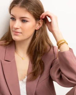 Finaste Graveerbare heart ketting met steentje goudkleurig Online