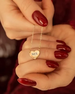 Finaste Graveerbare heart ketting met steentje goudkleurig Online