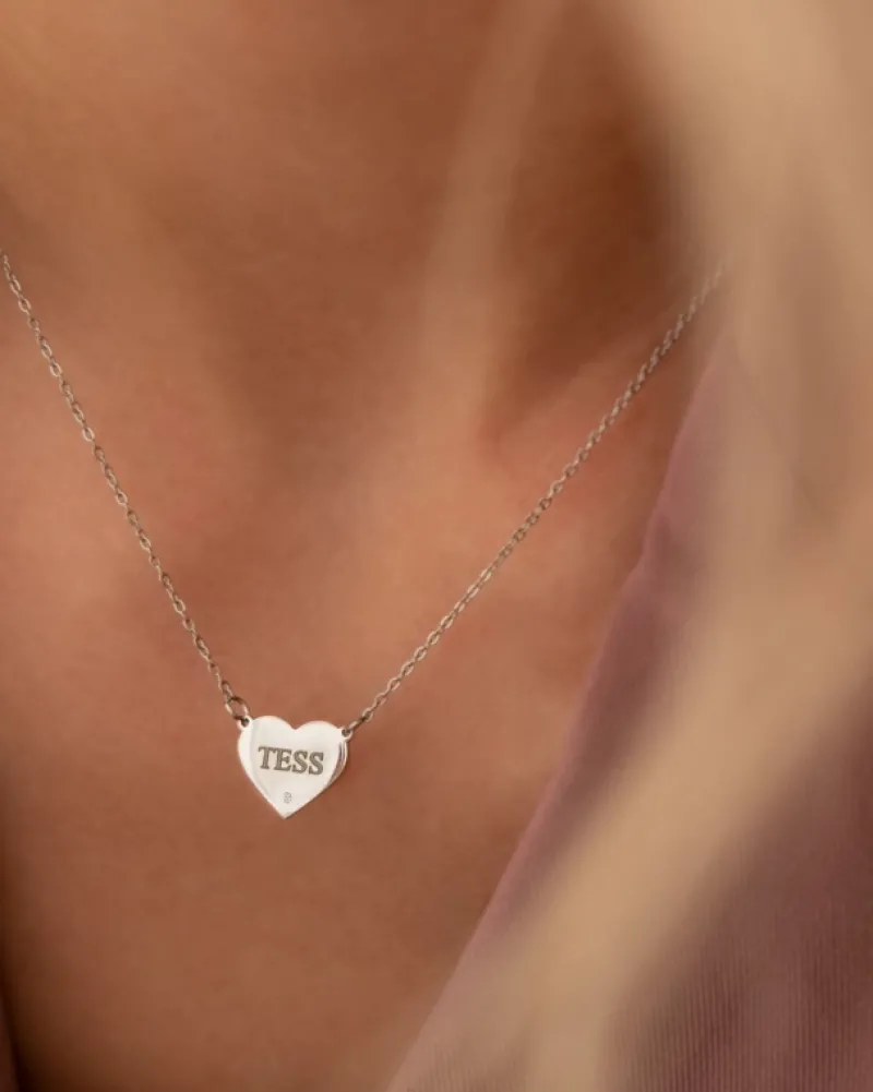 Finaste Graveerbare heart ketting met steentje Fashion