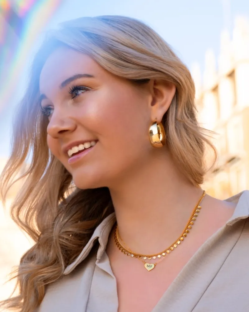 Finaste Graveerbare heart ketting met steentje goudkleurig Online
