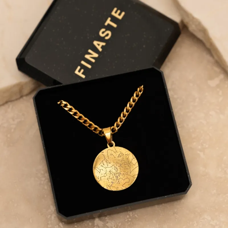 Finaste Graveerbare heren ketting sterrenhemel goudkleurig Best