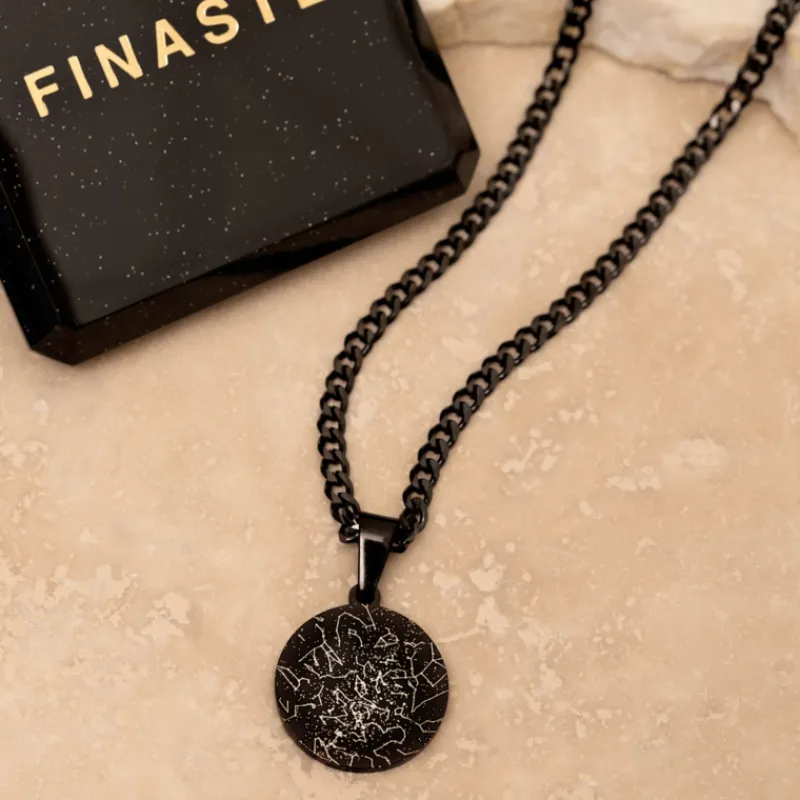 Finaste Graveerbare heren ketting sterrenhemel zwart Fashion