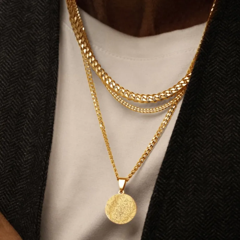 Finaste Graveerbare heren ketting sterrenhemel goudkleurig Best