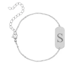 Finaste Graveerbare initial armband grote bar Sale
