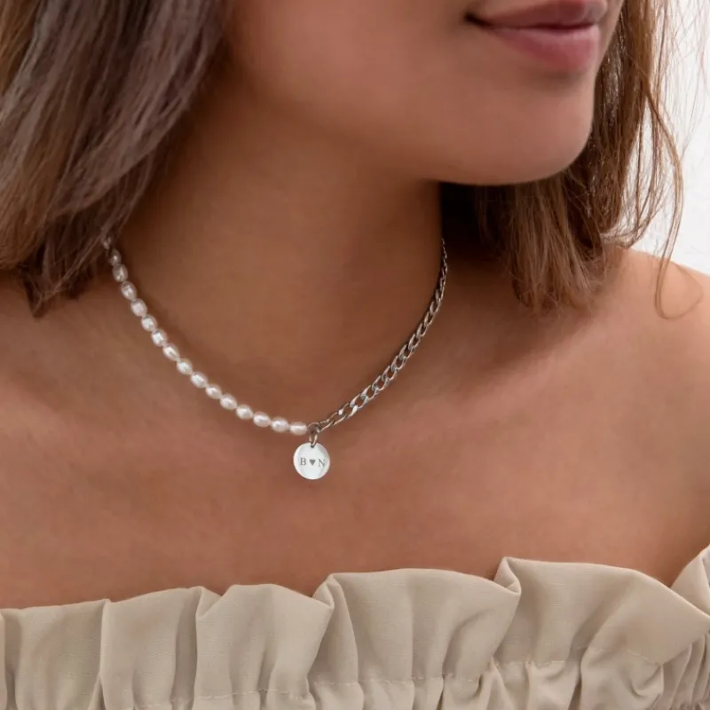 Finaste Graveerbare Ketting Chain & Pearl Best