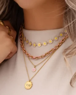 Finaste Graveerbare ketting waves goudkleurig New
