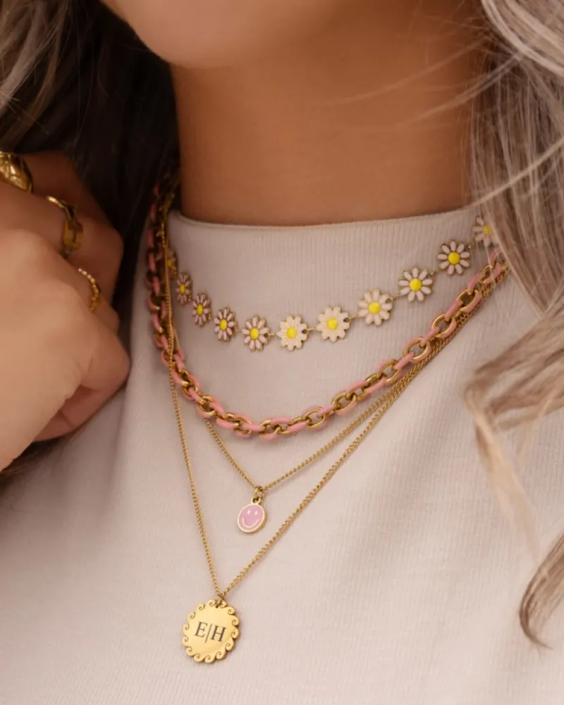 Finaste Graveerbare ketting waves goudkleurig New