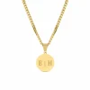 Finaste Graveerbare mannen ketting met munt goud kleurig Best