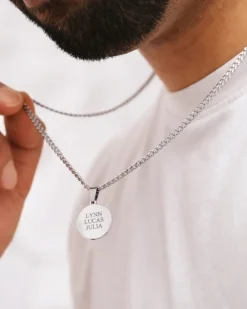 Finaste Graveerbare mannen ketting met munt New