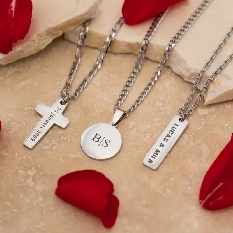 Finaste Graveerbare mannen ketting met munt New