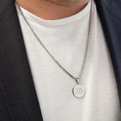Finaste Graveerbare mannen ketting met munt New