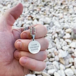 Finaste Graveerbare mannen ketting met munt New