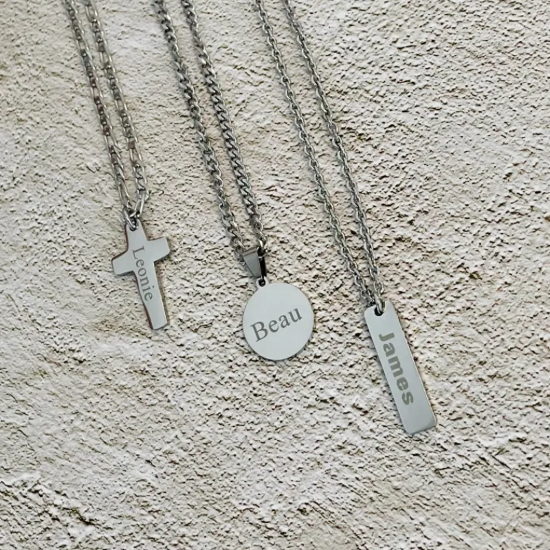 Finaste Graveerbare mannen ketting met munt New