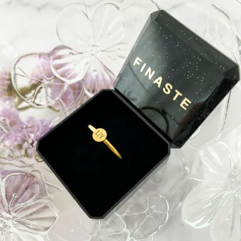 Finaste Graveerbare minimalistische ring met muntje goud kleurig Best