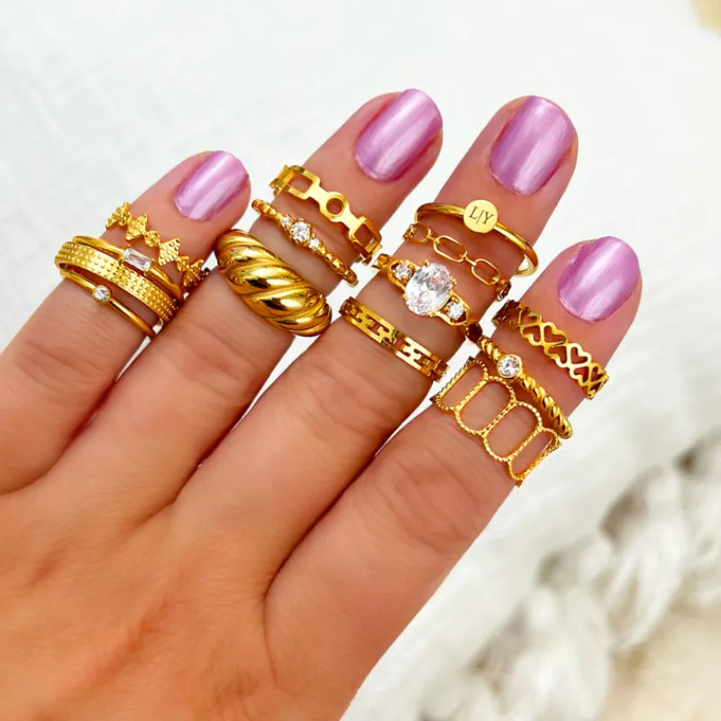 Finaste Graveerbare minimalistische ring met muntje goud kleurig Best