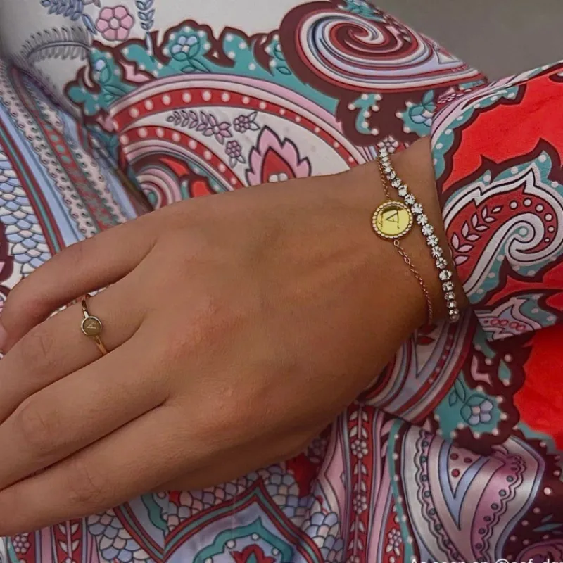 Finaste Graveerbare minimalistische ring met muntje goud kleurig Best
