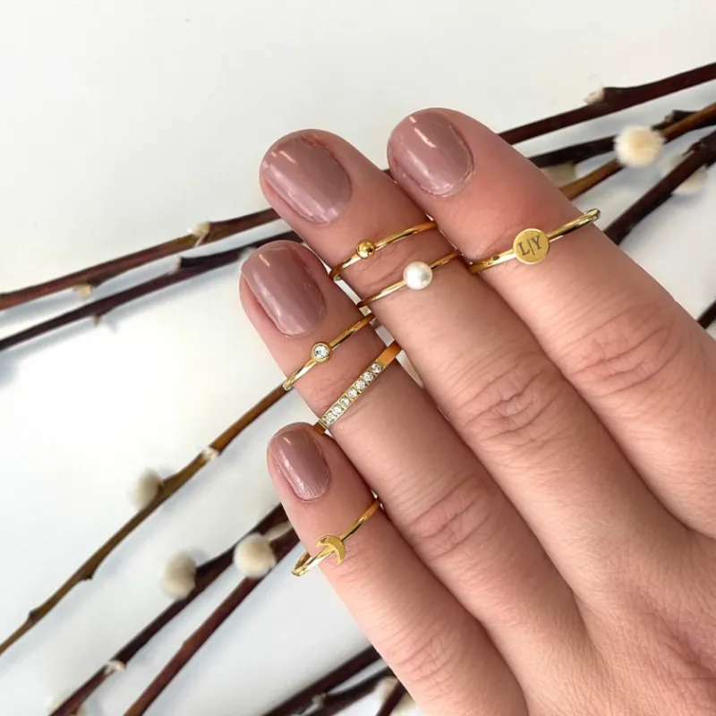 Finaste Graveerbare minimalistische ring met muntje goud kleurig Best