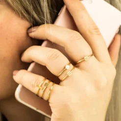 Finaste Graveerbare minimalistische ring met muntje goud kleurig Best