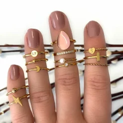 Finaste Graveerbare minimalistische ring met muntje goud kleurig Best