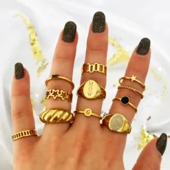Finaste Graveerbare minimalistische ring met muntje goud kleurig Best