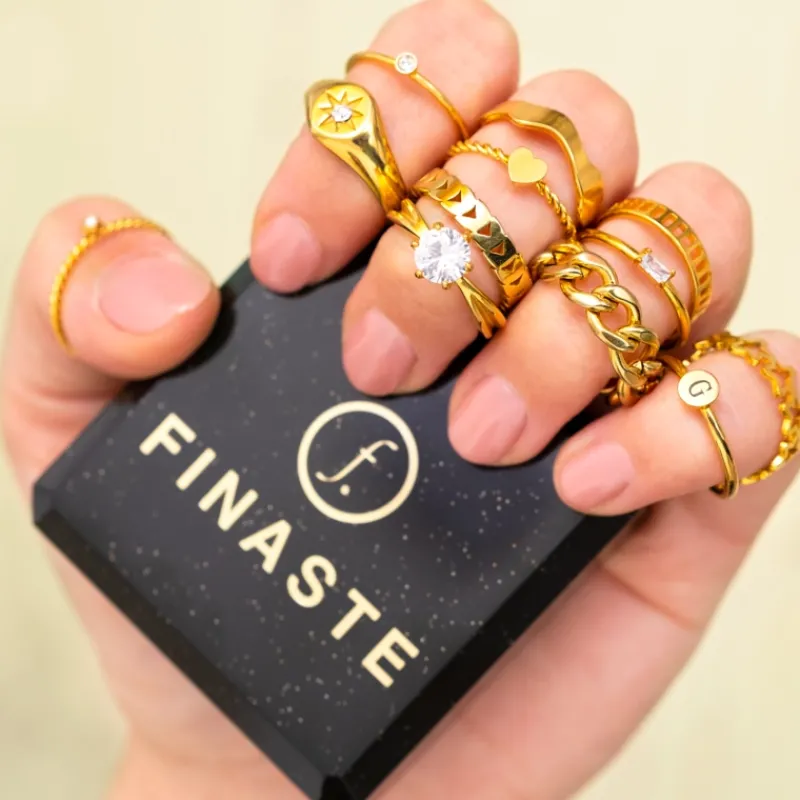 Finaste Graveerbare minimalistische ring met muntje goud kleurig Best